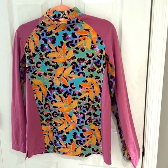 EIS NWT Athletic LS Paneled Tropical Violet Floral COOL Sun Shirt UPF50+ L/XL/2X - Picture 11 of 13